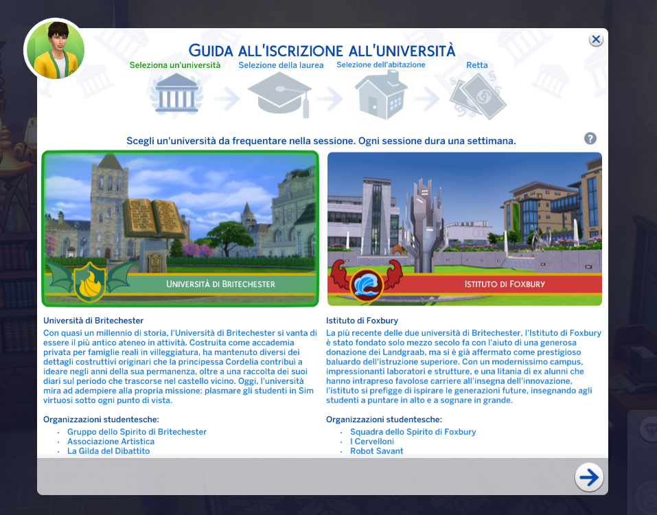 The Sims 4 Vita Universitaria Iscrizione Step